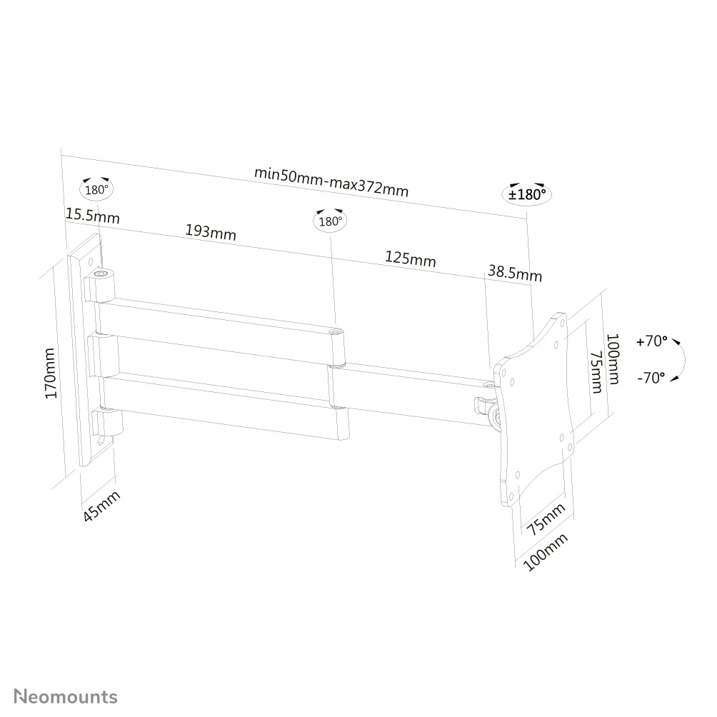 Neomounts FPMA-W830 Supporto monitor/TV a parete 10-27" - mobilità completa